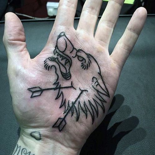 Siaubingas Dog Tattoo on Palm 