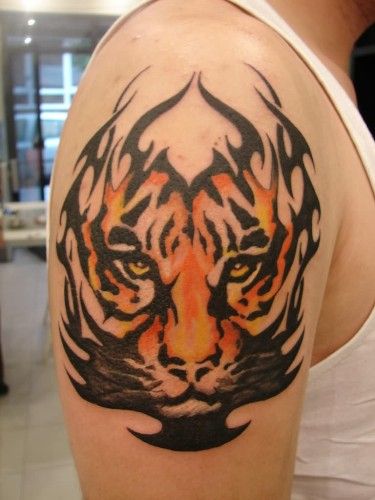 Tigris Tribal Shoulder Tattoo