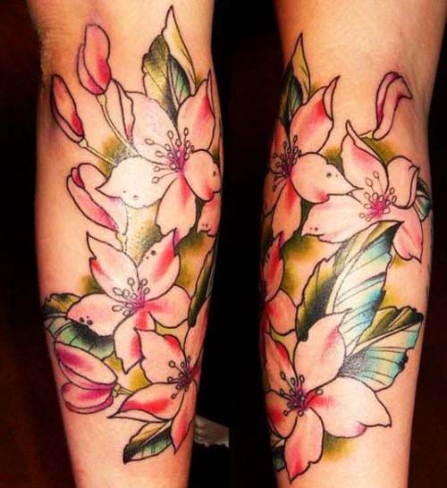 Leg Flower Tattoo