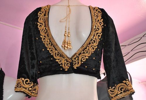 Black Velvet with Golden Embroidery