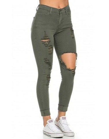 Distressed Green Jeans