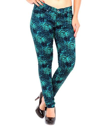 Printed Green Jeans