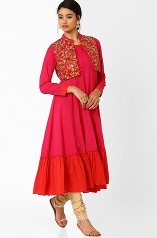 Anarkali Kurti with Hand curated embroidered coat