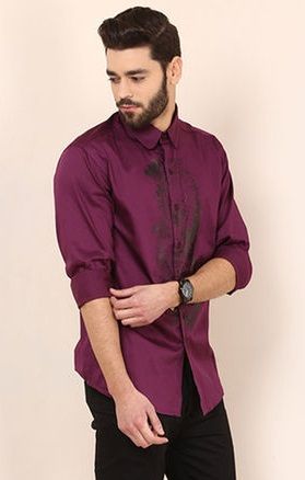 Wine Party Style Cotton Shirt