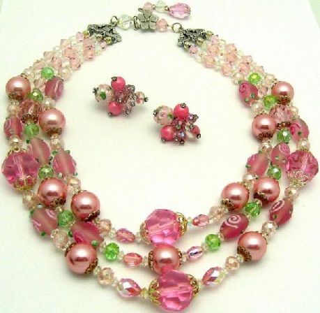 Vintage-hármasával-szál-kristály-gyöngyös-necklace11