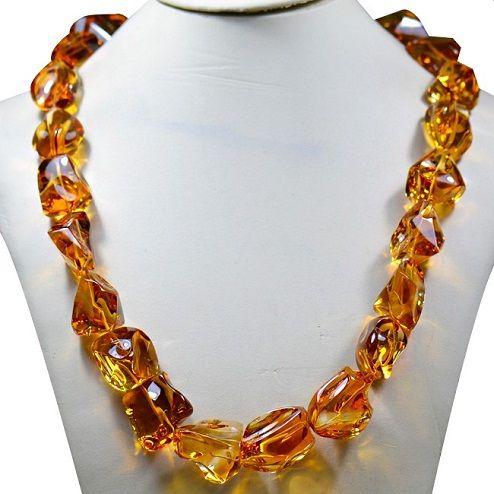 Citrin stone beaded necklace