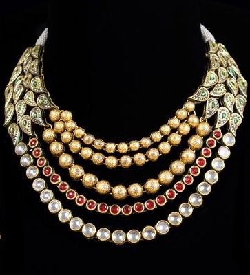Többrétegű-designer-arany-Kundan-és rubin nyaklánc-
