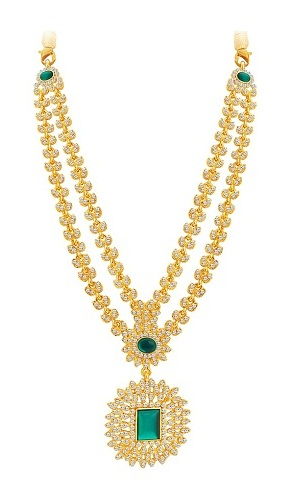 Emerald embedded gold platednecklace -2
