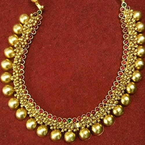 The golden beads gold plated necklace
