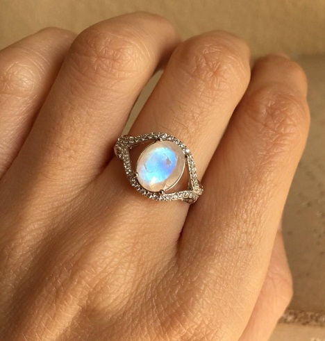 Orange-albastru Moonstone ring