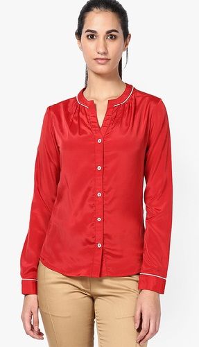 Red Shirt with Contrast Piping