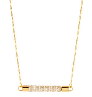 Gold Necklace with Crystal studded Bar Necklace