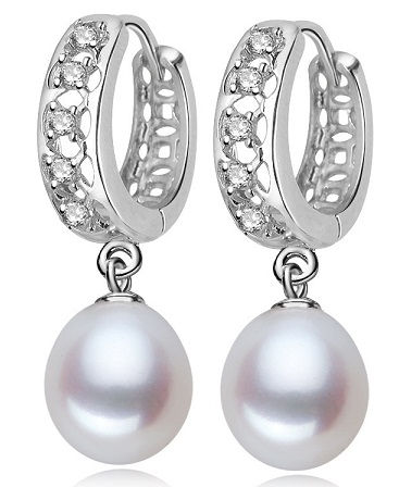 gyémánt pearl dangle earrings