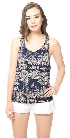 The Blue Printed Backless Top