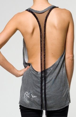 The Shiny Grey Backless Top