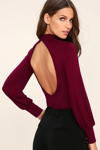 The Maroon Backless Top