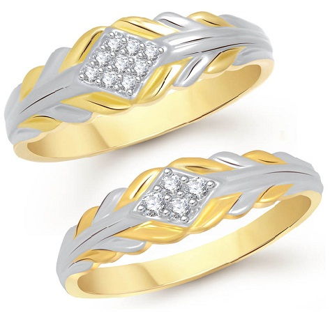 Aur Rhodium Plated Couples Ring
