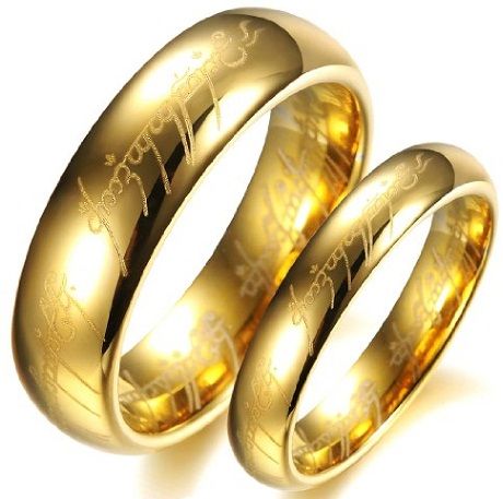 Bible Engraved Gold Couples Ring