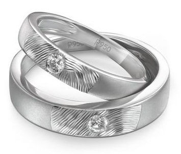 Matte Finish Platinum -Textured work Couple Ring
