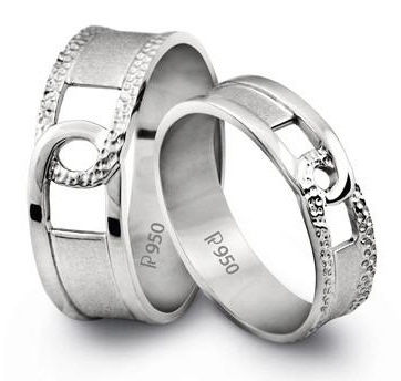 Grooved Platinum Couple Ring