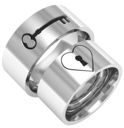Lock and Key Design Platinum Couple Ring