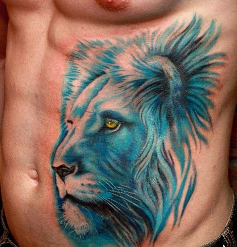 blue-color-lion-tattoo-on-rib-cage-for-men10