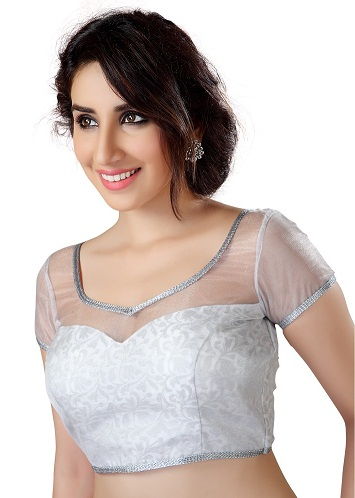 Silver Blouse with Inner-Cut