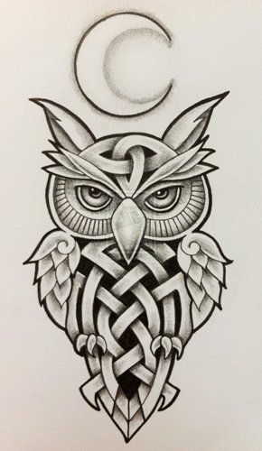 Keltų kalba Owl tattoo