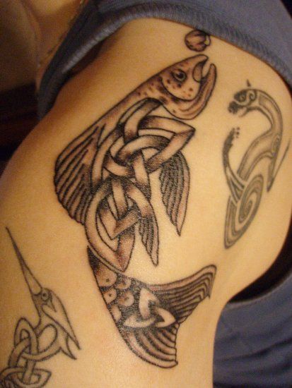 Žuvis or salmon celtic tattoo