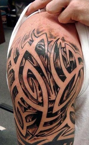tribal-lettering-sleeve-tattoo