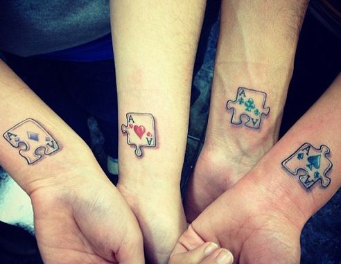 Puzzle Piece Sibling Tattoos