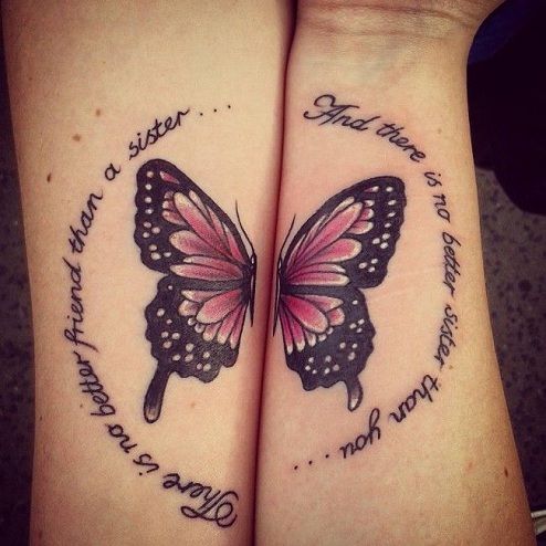 Half Butterfly Sibling Tattoos