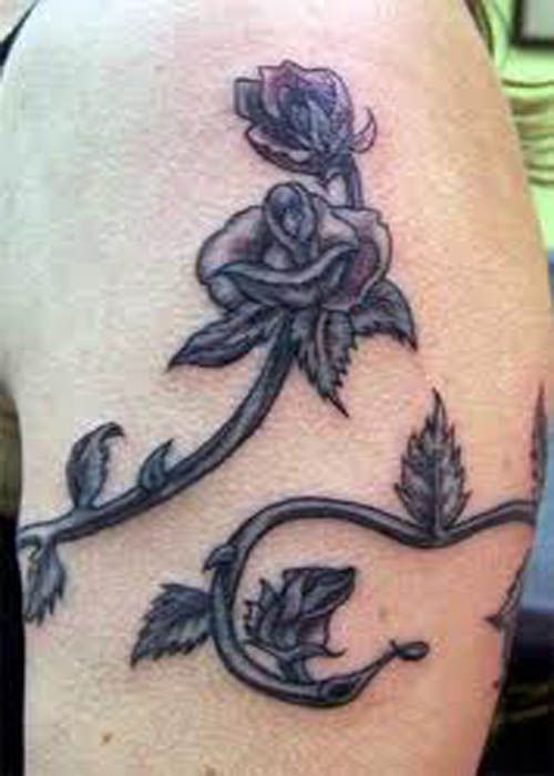 Gėlė and Vine Armband Tattoos