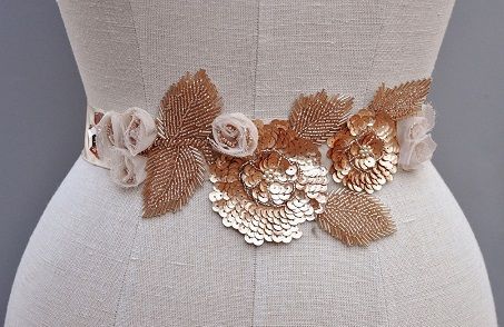 Floral design Rose Gold Belt for Women