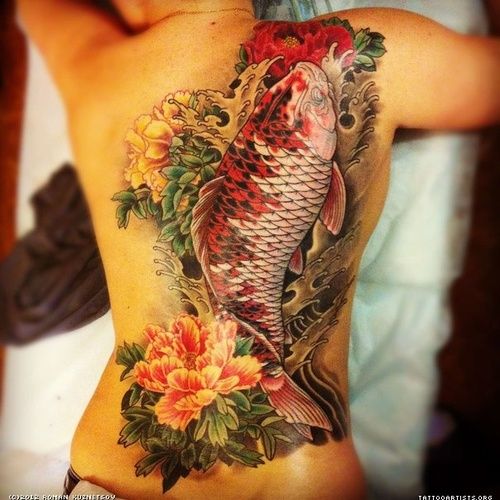 Floral Fish Tattoo