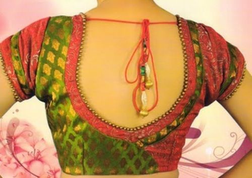 Bridal Saree Patchwork Blouse Design 2