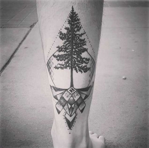 Tree with Geometric Shapes Tattoo