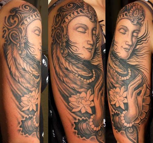 Black and White Buddha Tattoos