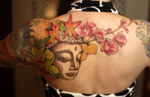 Floral Buddha Tattoo