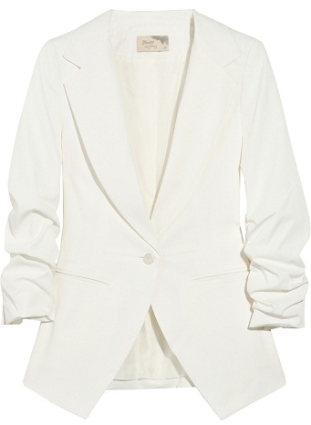 White Blazer with Ruched Sleeve