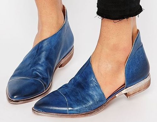 Indigo Blue Flat Cut out Shoes for Women