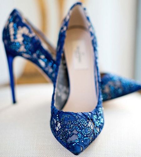 Blue Lace Wedding Shoes