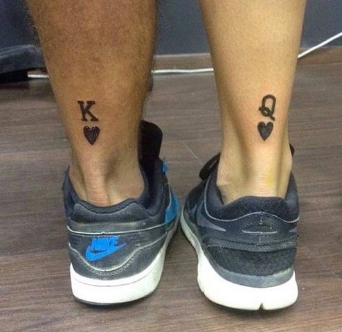 karalius and Queen Initial Hearts Tattoos