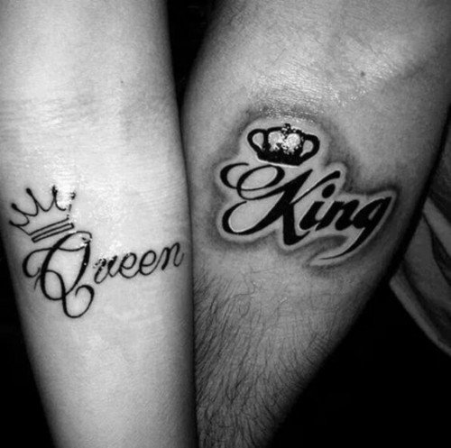 rege and Queen Letter N Crowns Tattoo