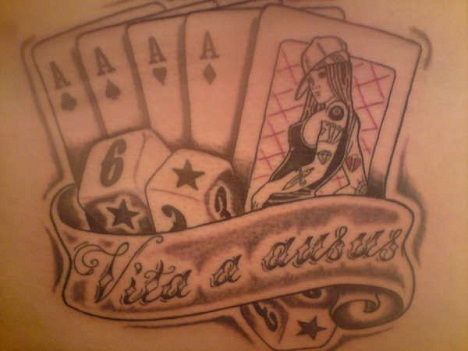 Dice with cards tattoos design