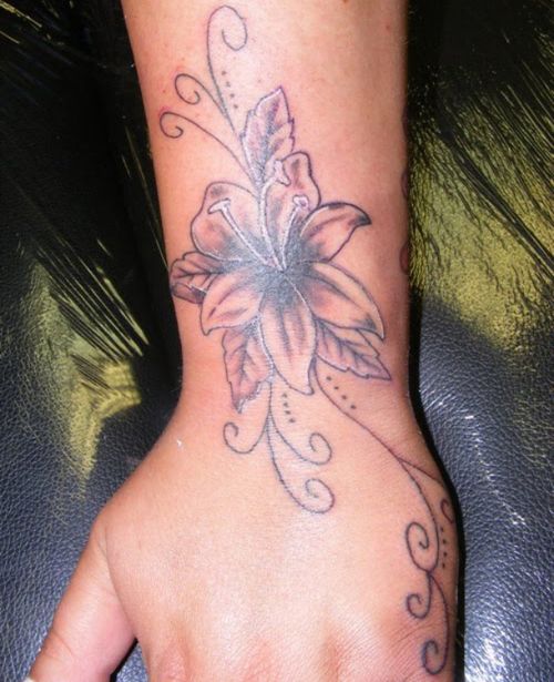 stele and Flowers Tattoo