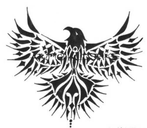 A tribal eagle with spread wings