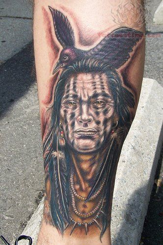 ameriški Indian warrior tattoo design