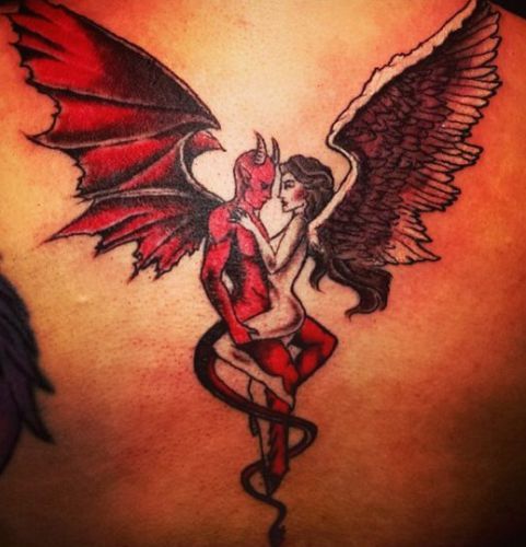 Demon and Angel tattoo for couples