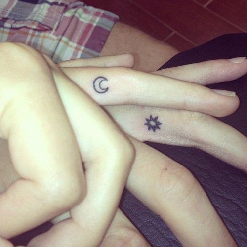 Sonce and moon couple tattoo
